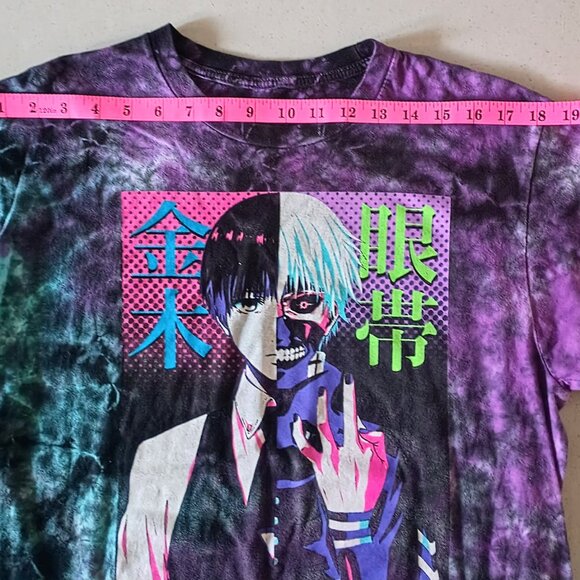 Tokyo Ghoul Tie-Dye Kaneki Ken Graphic Tee – Purple/Teal – Size M - Picture 7 of 10